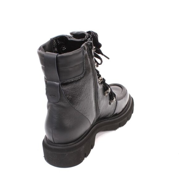 Luca Grossi 001a Black Patent Leather Zip-Up Lace-Up Ankle Boots - Picture 4 of 8